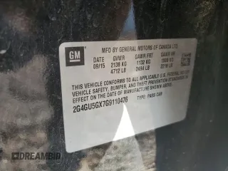 2016 Buick Regal GS with VIN 2G4GU5GX7G9110476, listed as a Copart auction lot 74995124 with 0 mi miles and Salvage Title. Bid and sale history available at carsss.com. Image 15.