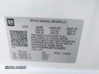 2024 Cadillac XT4 FWD Sport with VIN 1GYFZER43RF133293, listed as a IAAI auction lot 42055906 with 25,398 mi miles and . Bid and sale history available at DreamBid. Image 9.