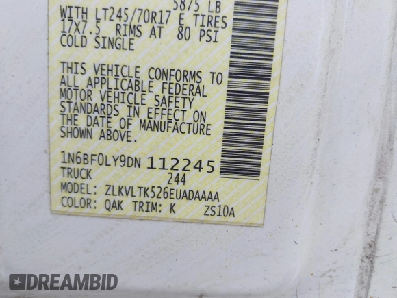 2013 Nissan NV Cargo SV z VIN 1N6BF0LY9DN112245, wystawiony jako IAAI lot #39354014 z przebiegiem 394 272 mil mil oraz . Historia ofert i sprzedaży dostępna na DreamBid. Obrazek 9.
