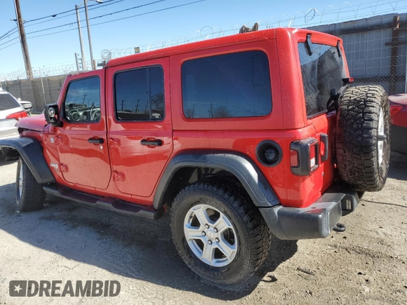 2020 Jeep Wrangler Unlimited Sport S with VIN 1C4HJXDN2LW279810, listed as a Copart auction lot 47481755 with 106,667 mi miles and Salvage title. Bid and sale history available at DreamBid. Image 2.