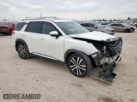 2024 Nissan Pathfinder Platinum with VIN 5N1DR3DG5RC277704, listed as a Copart auction lot 57171205 with 16,360 mi miles and Salvage title. Bid and sale history available at DreamBid. Image 4.