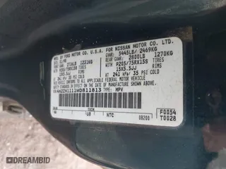 1998 Nissan Quest XE with VIN 4N2ZN1111WD811813, listed as a IAAI auction lot 41206000 with 137,225 mi miles. Bid and sale history available at carsss.com. Image 9.