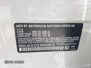 2020 BMW 5 Series 530i z VIN WBAJR3C04LWW68910, wystawiony jako IAAI lot #42430470 z przebiegiem 50 608 mil mil oraz . Historia ofert i sprzedaży dostępna na DreamBid. Obrazek 9.
