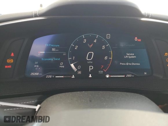 2020 Chevrolet Corvette 2LT with VIN 1G1Y72D49L5107457, listed as a Copart auction lot 42349555 with 25,268 mi miles and Salvage Title. Bid and sale history available at carsss.com. Image 9.