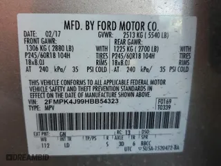 2017 Ford Edge SEL with VIN 2FMPK4J99HBB54323, listed as a Copart auction lot 48169605 with 70,365 mi miles and Salvage Title. Bid and sale history available at carsss.com. Image 12.