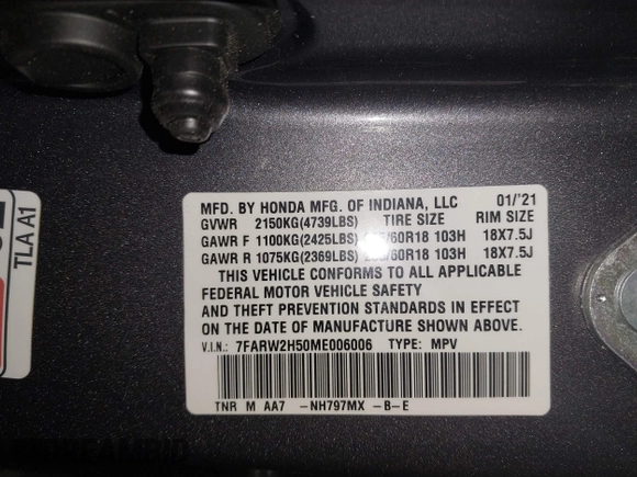2021 Honda CR-V EX with VIN 7FARW2H50ME006006, listed as a IAAI auction lot 41320041 with 63,812 mi miles. Bid and sale history available at carsss.com. Image 9.