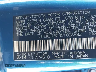 2012 Toyota Prius One with VIN JTDKDTB34C1028582, listed as a IAAI auction lot 42195119 with 137,256 mi miles and . Bid and sale history available at DreamBid. Image 9.