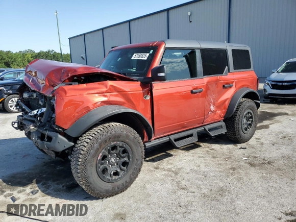 2024 Ford Bronco Wildtrak with VIN 1FMEE2BP4RLB23952, listed as a Copart auction lot 57058835 with 12,180 mi miles and Non repairable. Bid and sale history available at DreamBid. Image 1.
