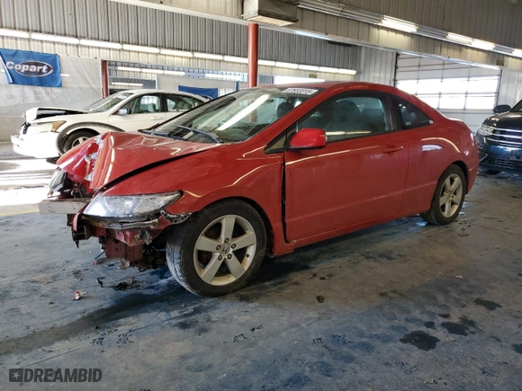 2008 Honda Civic Cpe EX with VIN 2HGFG12878H530117, listed as a Copart auction lot 87653315 with 185,056 mi miles and Salvage Title. Bid and sale history available at carsss.com. Image 1.