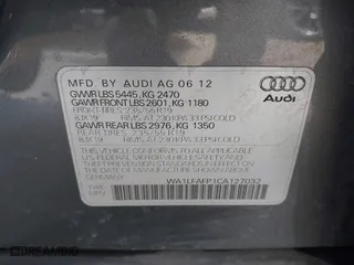 2012 Audi Q5 2.0T Premium Plus with VIN WA1LFAFP1CA127032, listed as a IAAI auction lot 41975841 with 173,719 mi miles. Bid and sale history available at carsss.com. Image 9.