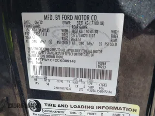 2012 Ford F-150 XL with VIN 1FTFW1CF2CKD89148, listed as a IAAI auction lot 41523799 with 171,216 mi miles. Bid and sale history available at carsss.com. Image 9.
