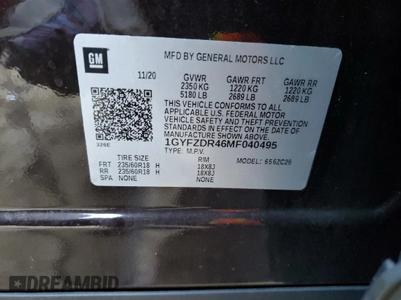 2021 Cadillac XT4 AWD Premium Luxury with VIN 1GYFZDR46MF040495, listed as a Copart auction lot 84465044 with Not Provided miles and Salvage Title. Bid and sale history available at carsss.com. Image 13.