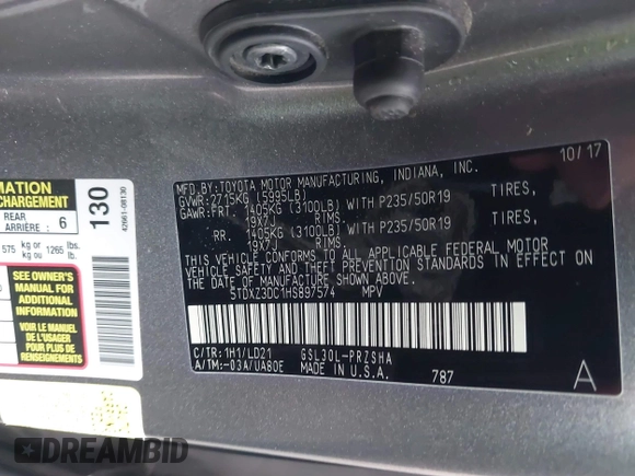 2017 Toyota Sienna SE with VIN 5TDXZ3DC1HS897574, listed as a IAAI auction lot 40998359 with 27,804 mi miles. Bid and sale history available at carsss.com. Image 9.