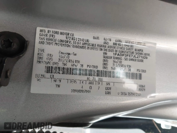 2018 Ford Focus SE with VIN 1FADP3FE7JL271029, listed as a IAAI auction lot 41922961 with 86,578 mi miles. Bid and sale history available at carsss.com. Image 9.