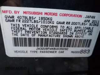 2011 Mitsubishi Lancer GTS with VIN JA32U8FW4BU035092, listed as a Copart auction lot 72950754 with Not Provided miles and Salvage Title. Bid and sale history available at carsss.com. Image 14.