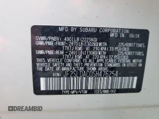 2025 Subaru Forester with VIN JF2SLDAC0SH476254, listed as a Copart auction lot 52015575 with 2,045 mi miles and Salvage title. Bid and sale history available at DreamBid. Image 13.