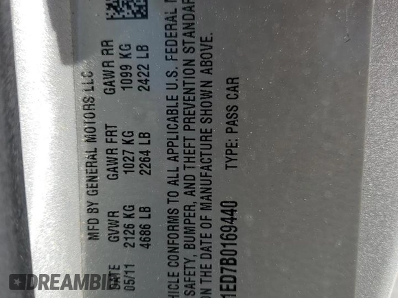 2011 Cadillac CTS z VIN 1G6DA1ED7B0169440, wystawiony jako Copart lot #86710844 z przebiegiem 78 737 mil mil oraz Szkoda całkowita • Salvage title. Historia ofert i sprzedaży dostępna na DreamBid. Obrazek 12.