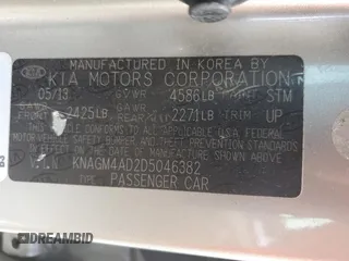 2013 Kia Optima Hybrid LX with VIN KNAGM4AD2D5046382, listed as a Copart auction lot 72360814 with 145,724 mi miles and Non Repairable. Bid and sale history available at carsss.com. Image 12.
