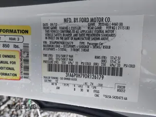 2013 Ford Fusion SE with VIN 3FA6P0H79DR126179, listed as a IAAI auction lot 41129882 with 176,135 mi miles. Bid and sale history available at carsss.com. Image 9.