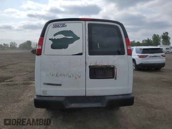 2018 Chevrolet Express Cargo with VIN 1GCWGAFP9J1241003, listed as a Copart auction lot 58662385 with Not provided miles and Salvage title. Bid and sale history available at DreamBid. Image 6.