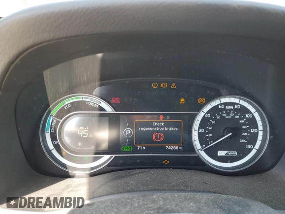 2019 Kia Niro LX with VIN KNDCB3LC1K5266082, listed as a Copart auction lot 50840755 with 74,286 mi miles and Salvage Title. Bid and sale history available at carsss.com. Image 9.