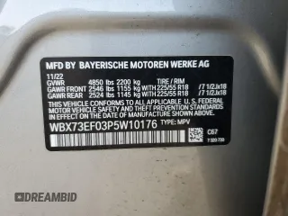 2023 BMW X1 xDrive28i with VIN WBX73EF03P5W10176, listed as a Copart auction lot 49379045 with Not Provided miles and Salvage Title. Bid and sale history available at DreamBid. Image 13.