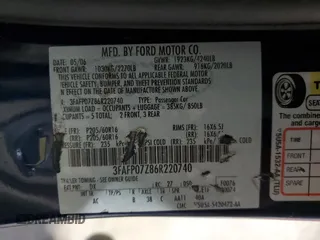 2006 Ford Fusion SE with VIN 3FAFP07Z86R220740, listed as a Copart auction lot 54476805 with 172,270 mi miles and Salvage Title. Bid and sale history available at carsss.com. Image 12.