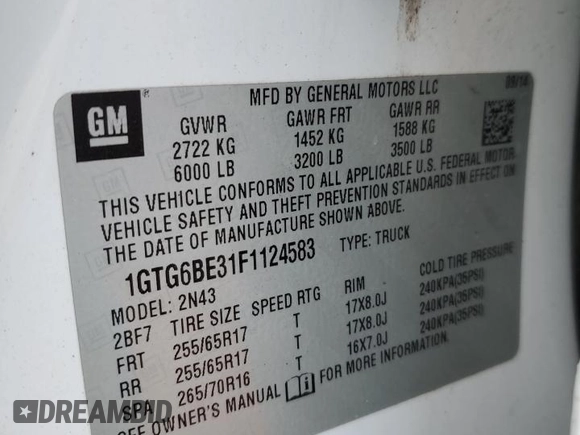 2015 GMC Canyon 4WD SLE with VIN 1GTG6BE31F1124583, listed as a Copart auction lot 45836545 with 212,014 mi miles and Salvage Title. Bid and sale history available at carsss.com. Image 13.