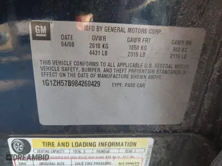 2008 Chevrolet Malibu LT w/1LT with VIN 1G1ZH57B984260429, listed as a IAAI auction lot 41801319 with 201,277 mi miles. Bid and sale history available at carsss.com. Image 9.