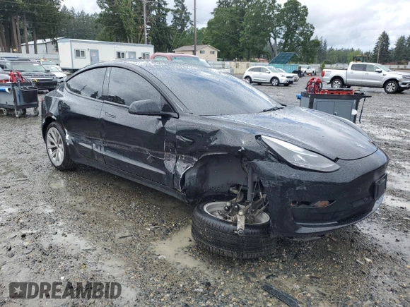 2023 Tesla Model 3 with VIN 5YJ3E1EA2PF457667, listed as a Copart auction lot 57360035 with 53,962 mi miles and Salvage title. Bid and sale history available at DreamBid. Image 4.