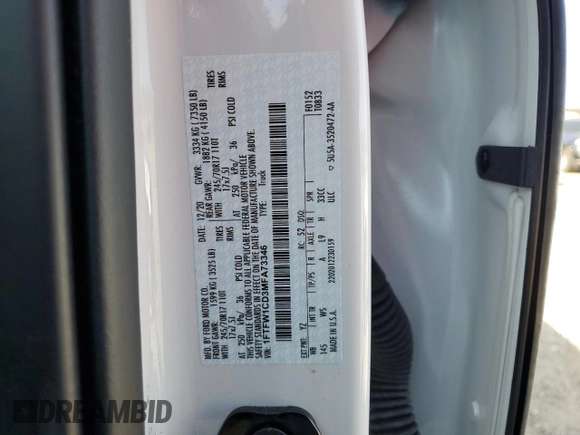 2021 Ford F-150 XL with VIN 1FTFW1CD3MFA73346, listed as a Copart auction lot 53357055 with 46,000 mi miles and Salvage title. Bid and sale history available at DreamBid. Image 14.