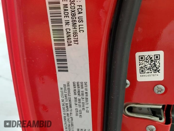 2022 Dodge Charger SXT with VIN 2C3CDXBG6NH165787, listed as a Copart auction lot 55649795 with 82,685 mi miles and Clean Title. Bid and sale history available at DreamBid. Image 13.