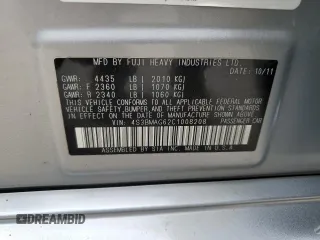 2012 Subaru Legacy Premium z VIN 4S3BMAG62C1008208, wystawiony jako Copart lot #72139364 z przebiegiem 138 825 mil mil oraz Szkoda całkowita • Salvage title. Historia ofert i sprzedaży dostępna na DreamBid. Obrazek 13.