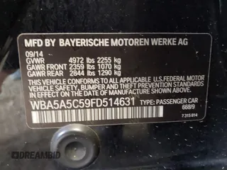 2015 BMW 5 Series 528i с VIN WBA5A5C59FD514631, выставлен на аукционе IAAI как лот 42379425 с пробегом 189 327 миль миль и . История ставок и продаж доступна на DreamBid. Изображение 9.