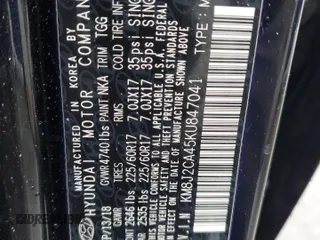 2019 Hyundai Tucson SE with VIN KM8J2CA45KU847041, listed as a Copart auction lot 52136855 with 75,210 mi miles and Salvage Title. Bid and sale history available at carsss.com. Image 13.