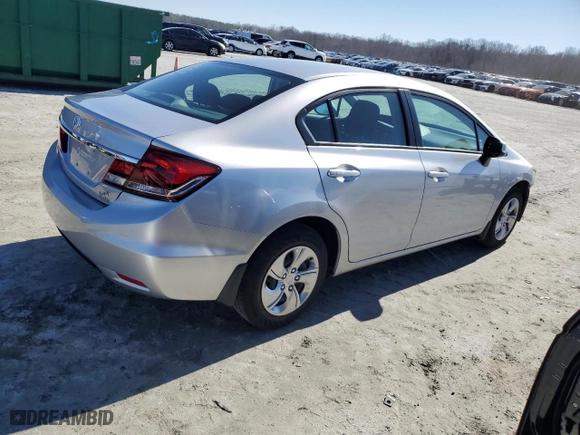 2013 Honda Civic Sdn LX with VIN 2HGFB2F56DH601502, listed as a Copart auction lot 45399845 with 31,092 mi miles and Salvage Title. Bid and sale history available at carsss.com. Image 3.