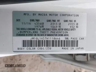 2017 Mazda 6 Grand Touring with VIN JM1GL1X57H1118646, listed as a IAAI auction lot 41896459 with 105,768 mi miles and . Bid and sale history available at carsss.com. Image 9.