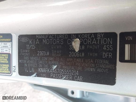 2016 Kia Forte LX with VIN KNAFK4A67G5555214, listed as a IAAI auction lot 41716203 with 148,207 mi miles. Bid and sale history available at carsss.com. Image 9.