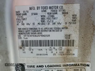 2010 Ford F-150 XL с VIN 1FTEW1E82AFB42325, выставлен на аукционе Copart как лот 63592655 с пробегом 170 416 миль миль и Списание • Salvage title. История ставок и продаж доступна на DreamBid. Изображение 12.