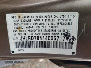 2004 Honda CR-V LX with VIN JHLRD78444C057174, listed as a Copart auction lot 51201275 with 189,331 mi miles and Salvage Title. Bid and sale history available at carsss.com. Image 14.