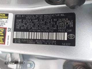 2023 Toyota Camry SE with VIN 4T1G11AK7PU786752, listed as a IAAI auction lot 41737747 with 39,872 mi miles and . Bid and sale history available at DreamBid. Image 9.
