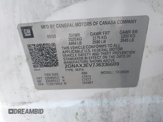 2018 Chevrolet Equinox LT with VIN 2GNAXJEV7J6336609, listed as a IAAI auction lot 42461214 with 125,550 mi miles and . Bid and sale history available at DreamBid. Image 9.