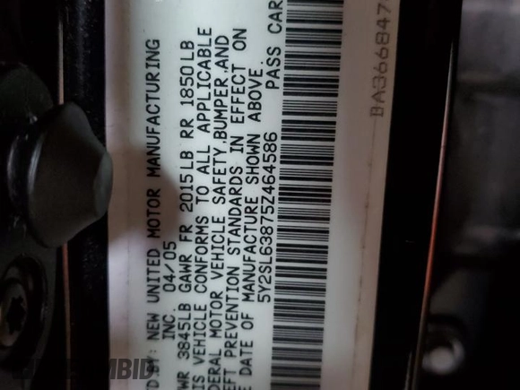 2005 Pontiac Vibe with VIN 5Y2SL63875Z464586, listed as a Copart auction lot 49972885 with 95,367 mi miles and Salvage Title. Bid and sale history available at DreamBid. Image 13.