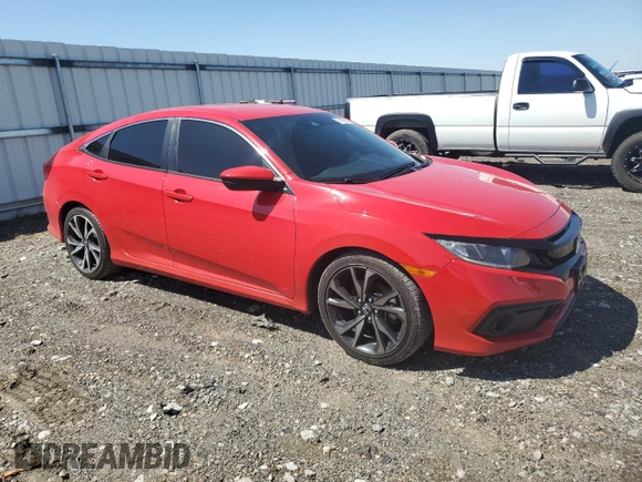 2019 Honda Civic Sedan Sport with VIN 2HGFC2F80KH604206, listed as a Copart auction lot 51658615 with 75,195 mi miles and Salvage Title. Bid and sale history available at carsss.com. Image 4.