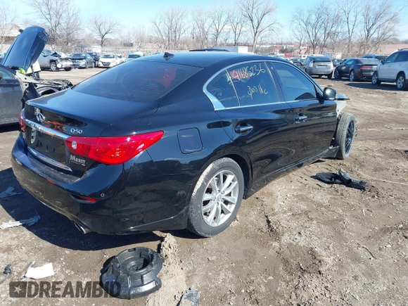 2014 Infiniti Q50 Sport with VIN JN1BV7AR8EM705762, listed as a IAAI auction lot 41685236 with 102,056 mi miles and . Bid and sale history available at DreamBid. Image 4.