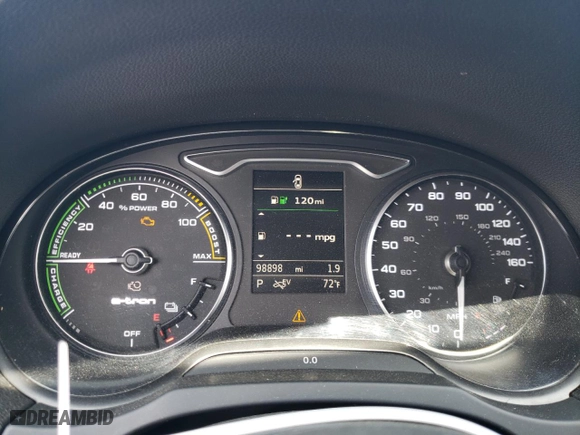 2016 Audi A3 e-tron Premium Plus with VIN WAUTPBFF9GA098267, listed as a Copart auction lot 54192734 with 98,898 mi miles. Bid and sale history available at carsss.com. Image 9.