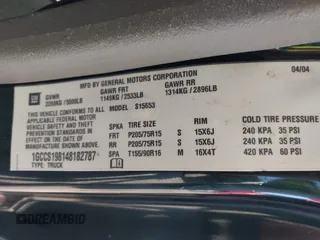2004 Chevrolet Colorado Z85 z VIN 1GCCS198148182787, wystawiony jako IAAI lot #42483702 z przebiegiem 104 715 mil mil oraz . Historia ofert i sprzedaży dostępna na DreamBid. Obrazek 9.