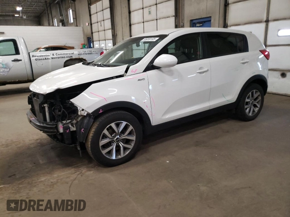 2015 Kia Sportage LX with VIN KNDPBCAC7F7772711, listed as a Copart auction lot 55059185 with 78,387 mi miles and Salvage Title. Bid and sale history available at carsss.com. Image 1.