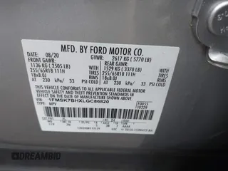 2020 Ford Explorer with VIN 1FMSK7BHXLGC86820, listed as a IAAI auction lot 42333628 with 76,941 mi miles and . Bid and sale history available at DreamBid. Image 9.