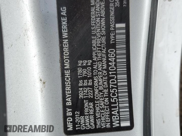 2013 BMW Z4 sDrive28i with VIN WBALL5C57DJ104460, listed as a Copart auction lot 45978395 with 109,718 mi miles and Salvage Title. Bid and sale history available at carsss.com. Image 12.